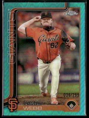 2025 Topps Chrome #296 Logan Webb Teal Refractors #/299