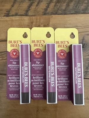 3 Burt s Bees Lip Shimmer Watermelon 0.09 Oz #132 Vibrant Color New