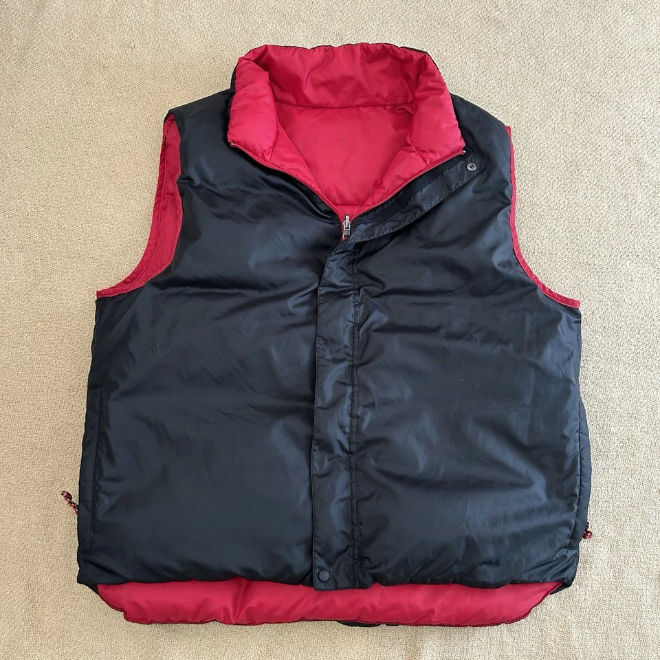 Ll Bean Goose Down Puffer Reversible Red Black Vest Large - Image 4 of 4