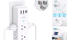 Surge Protector Outlet Extender with Rotating Plug -  6 AC 1C2A, 1 Pack White