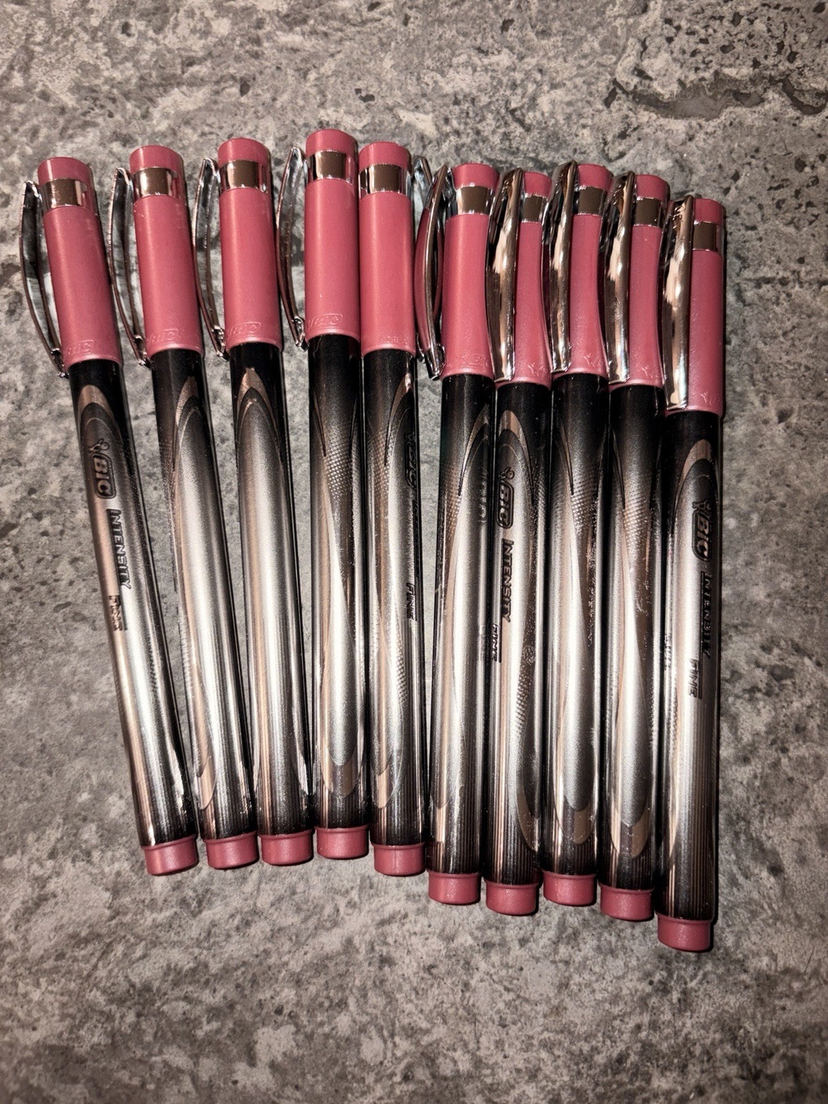 12 RED Bic Intensity Fine Pens NEW (w/o) Package.
