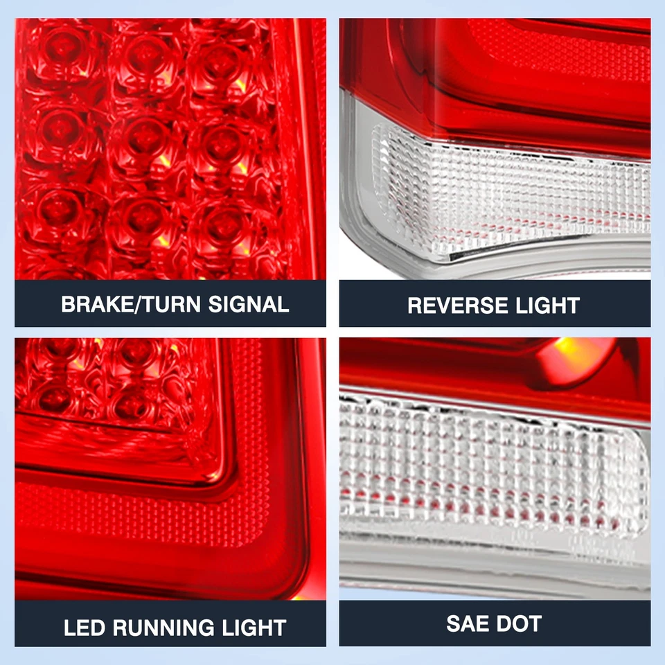 Par de luces traseras LED completas para Chrysler 300 2015-2023 cromo moldura lámpara de freno L+R Foto 3 de 4