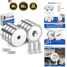8 Pack Neodymium Cup Magnets, 60LBS Holding Force Strong Rare Earth Magnets w...
