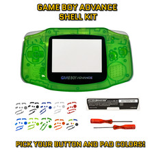 GBA Nintendo Game Boy Advance CLEAR GREEN Replacement Housing SHELL BUTTONS