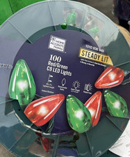 Home Accents 100 Count Red/Green Super Bright Steady Lit C9 Lights 65.4 Ft