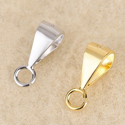 Smooth Simplicity Pendant Bail Connector Sterling Silve Open Loop DIY Jewelry