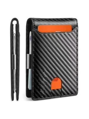 Leather Slim Minimalist Wallet Credit Card Holder RFID Blocking Carbon Fiber Men