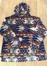 Vintage EMS Eastern Mountain Sports Mens Wool Aztec Hooded Anorak Jaket Size L