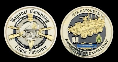 US Army 1-38 Infantry Regiment  Fix Bayonets  Awarded for Excellence Coin HTF