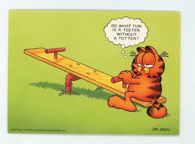 Vintage Postcard Humor Garfield 4x6 Chrome Unposted Teeter Totter 1978