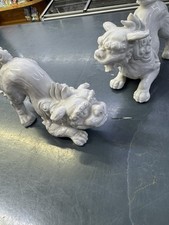 Vintage Pair Fitz & Floyd Blanc de Chine Porcelain Foo Dogs Figures Chinoiserie