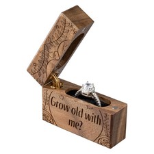 Wislist Wooden Engagement Ring Box Small Slim Flat Ring Case for Proposal,Wed...