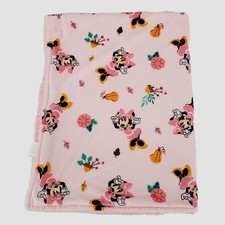 Disney Baby Minnie Mouse Pink Fall Floral Sherpa Fleece Baby Blanket Pre-Owned