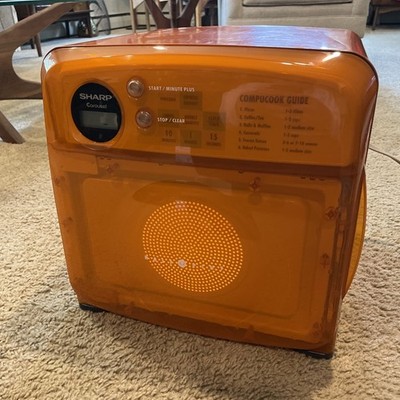 Vintage Sharp Half Pint Carousel Microwave Clear Orange Model R-120DR - Pls Read