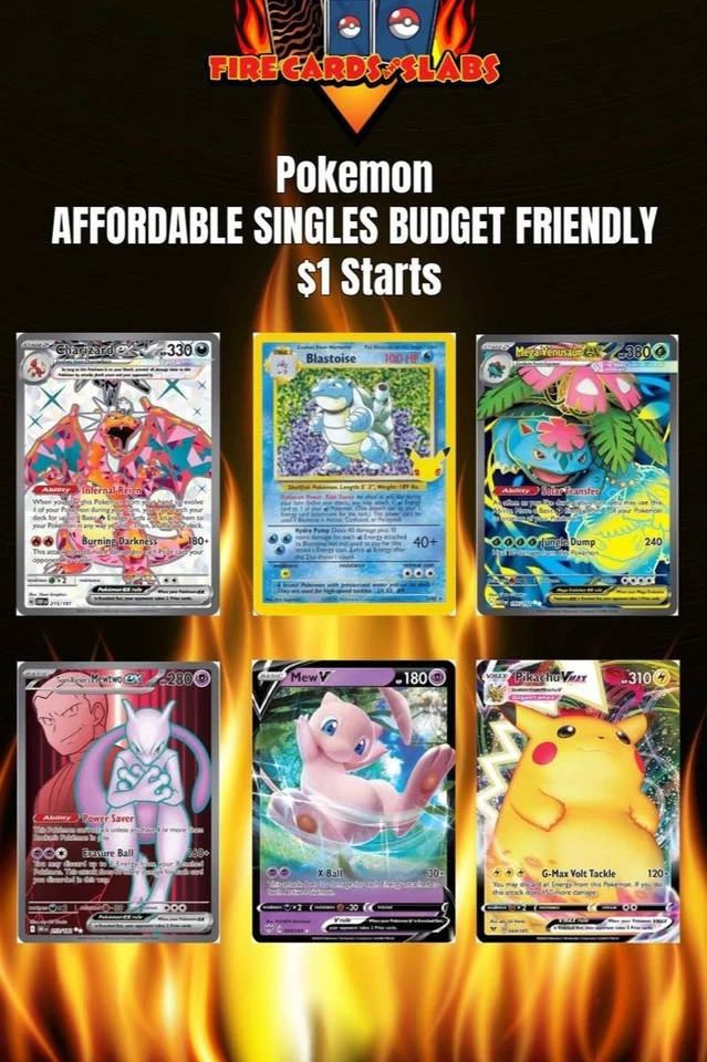 Pokemon 1 Dollar Starts Modern Vintage Megas SIRS Holos Charizard Pikachu