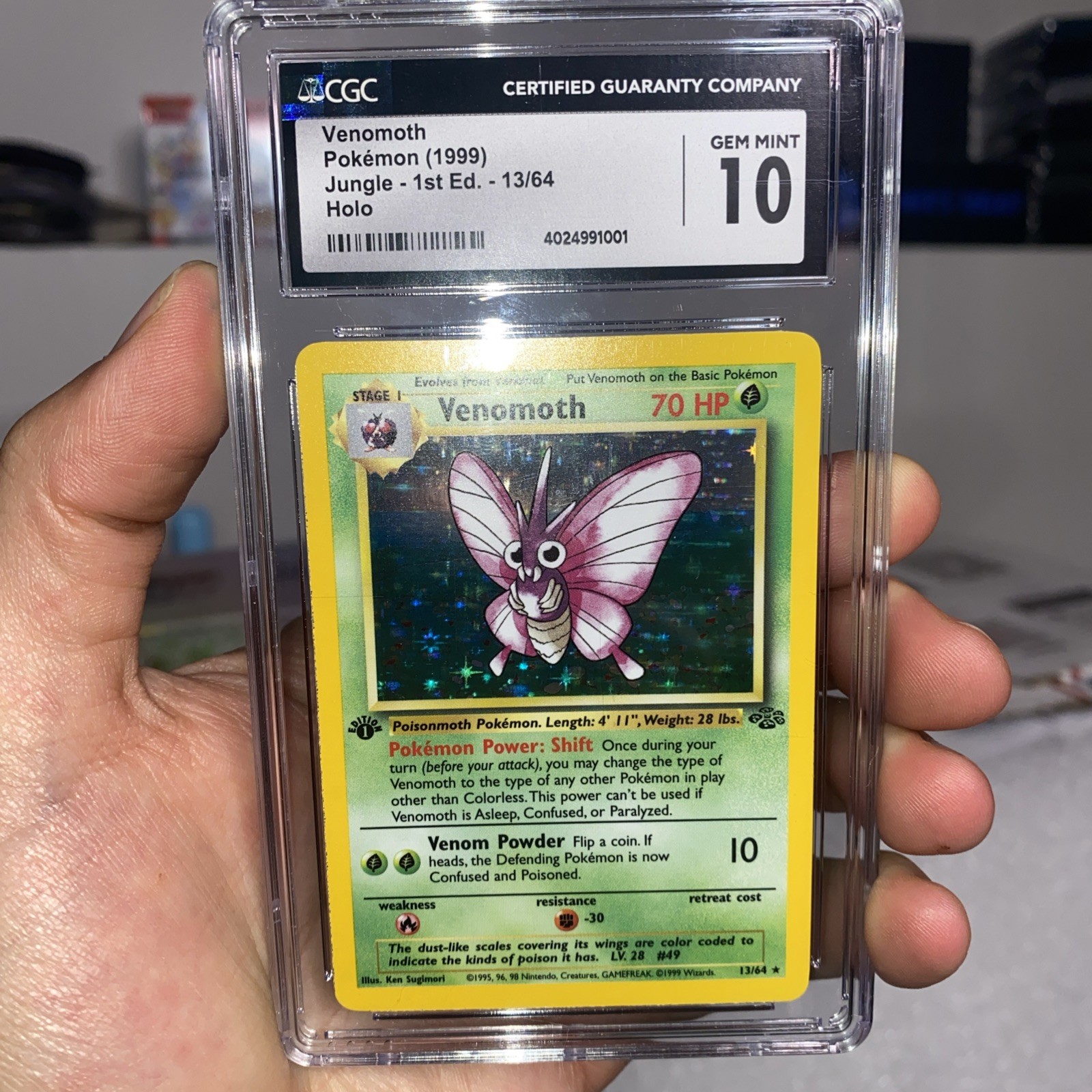 1999  TCG Jungle 1st Edition Venomoth Holo 13/64 CGC Gem Mint 10