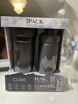 Core Küchensicherung Kunststoff Shaker und Konvoy Edelstahl Flasche (schwarz)