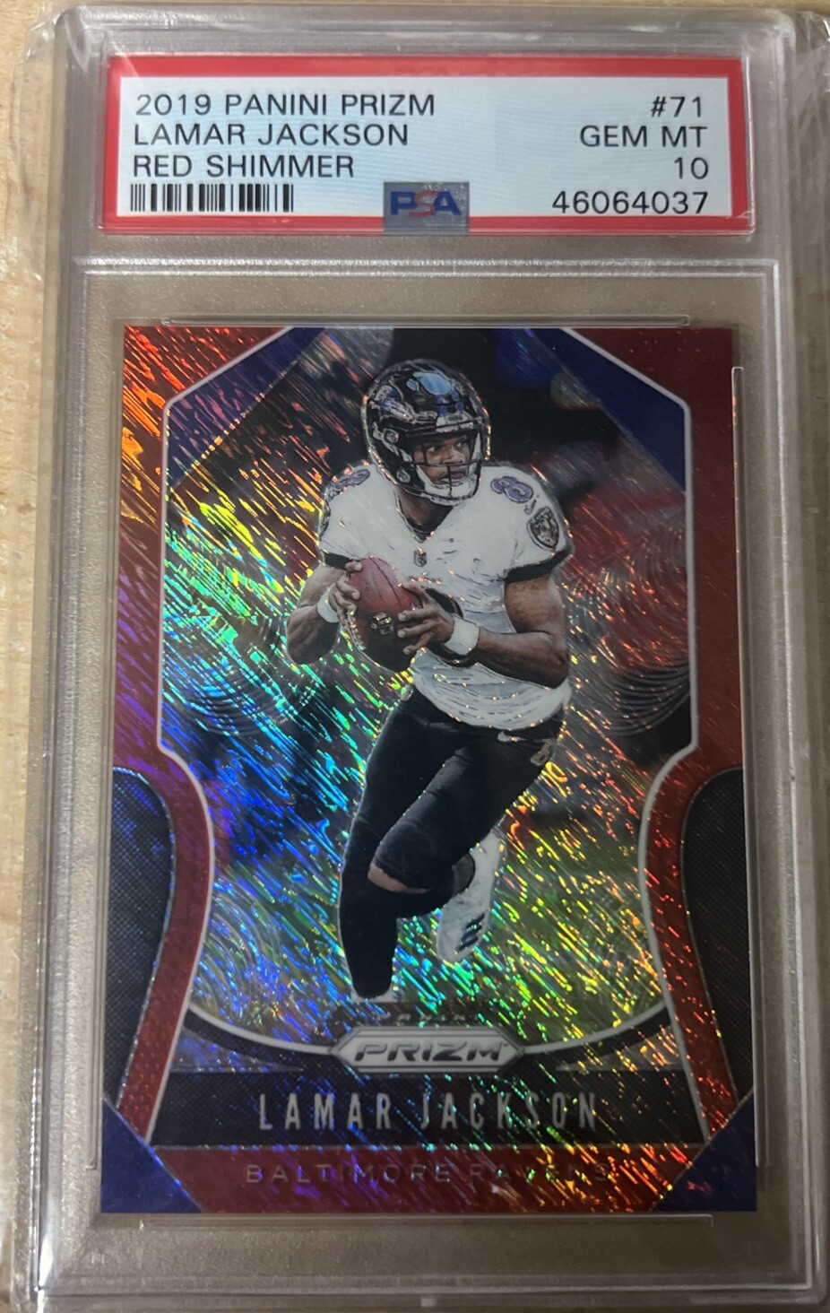 2019 Lamar Jackson 2nd Year Panini Prizm Red Shimmer Prizm /15 Ravens PSA 10 #2