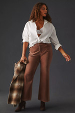 NWT ANTHROPOLOGIE PILCRO YAYA CORDUROY FLARE JEANS PANTS COCOA 32T TALL 32