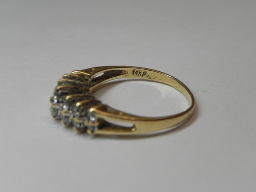 14k Yellow Gold Magic Glo Over 1 Carat Double Row 14 Natural Diamond Ring Size 6 - Picture 8 of 14