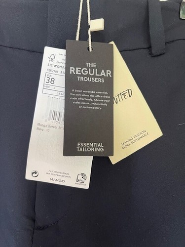 Girls Ladies Mango Straight Navy Trousers Size 10 - Picture 4 of 6