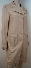 Miu Miu Beige Cotton Collared Crochet Trim Long Sleeve Mac Trench Coat 44 Uk12