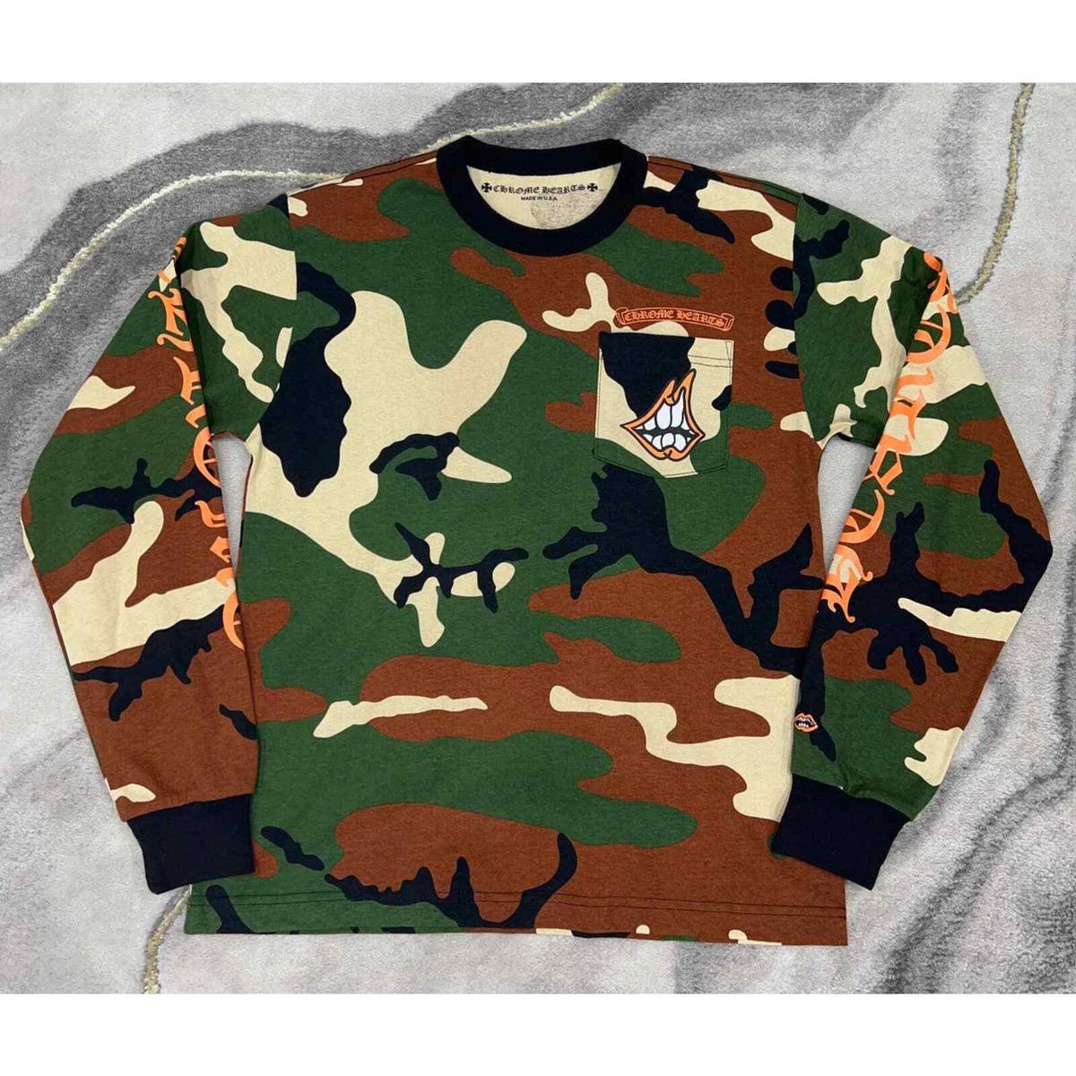 Chrome Hearts Matty Boy Caution Camouflage Long Sleeve Tee T-shirt Shirt Small S