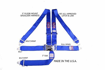 RJS RACING EQUIPMENT SFI 16.1 5PT LATCH & LINK HARNESS BELT BLUE MADE IN THE USA