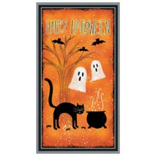 Halloween Black Cat Ghost Bat Cotton Fabric Wilmington Spooky Vibes 24" Panel