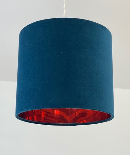 Paralume Paralume Verde Blu Velluto Specchio Rame Paralume - Foto 1 di 12