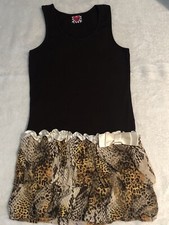 10 PC LOT NWT GIRLS BROWN TANK DRESS W/ LEOPARD RUFFLES SIZES 3T-12