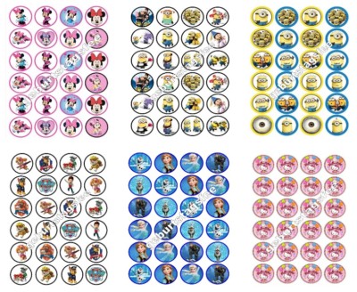 Muffinaufleger-Minni Maus-Minions-Paw patrol-Hello Kitty-Oblate-Dekorpapier