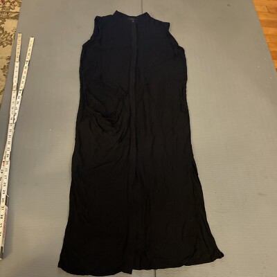 All Saints Black Tunic Button Sleeveless Long Shirt Dress US4 UK8 EU36Side  Slits | eBay