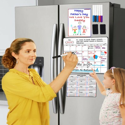 Magnetic Calendar For Refrigerator With Calendar Whiteboard Planner 6 Pens Ebay