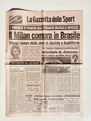 Gazetta des SPORT 27 Februar 1980 Milan -VINICIO - JEAN VUARNET - FALCAO