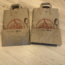 Lot of 4 Trader Joe's Brown Paper Grocery Bags Recyclable Shopping w/handle Logo
