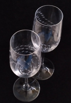Set 2 Riedel Wine Champagne Glasses 8-1/4''H Signed Engraved Dots