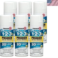Bulls-Eye 1-2-3 Spray White Primer 13 oz - Pack of 6, Stain-Resistant Finish