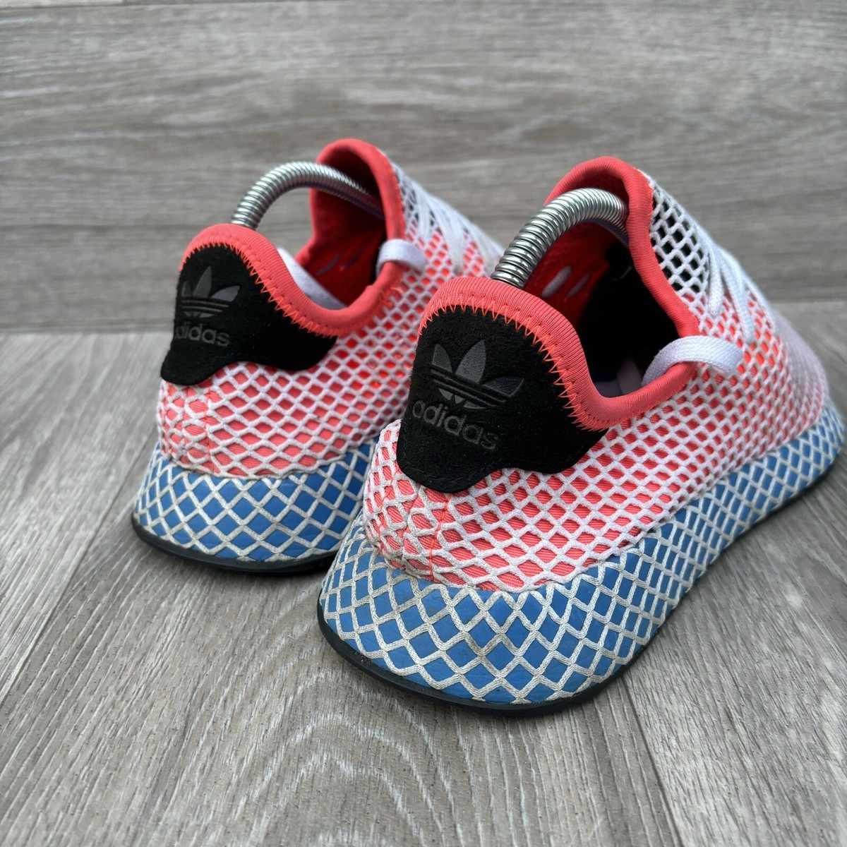 Adidas Shoes Men’s Size UK Deerupt Runner Blue Red Netted Gym Trainers
