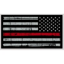 4 Inch Non-Reflective Reverse Thin Red Line American Flag Distressed  Sticker