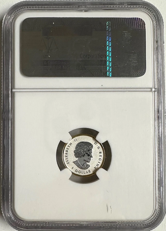 2014 Canada $1 1/20oz Fine Silver Gilt Maple Leaf Reverse Proof ER NGC PF 69 - Image 2 of 2