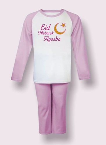Eid Mubarak Embroidered Pyjamas, Personalised with name. Matching family Pj's - Picture 8 of 10