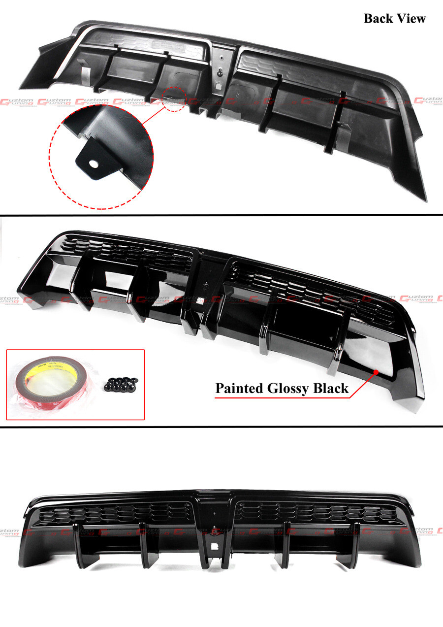 For 2018-2024 Toyota Camry SE XSE Gloss Black LED Rear Bumper Diffuser ...