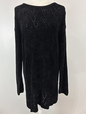 Vtg Gap Chenille Knit Sweater Dress Sz Large Women’s Black Goth 90’s Y2K Made US