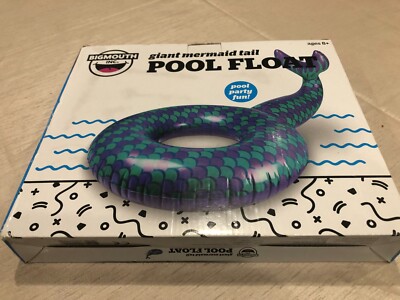 NEW IN BOX BIGMOUTH GIANT MERMAID TAIL POOL FLOAT APPROX 74'' X 48'' X 37''