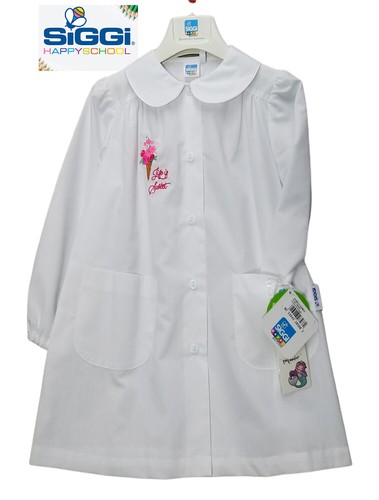 Apron Baby Girl White Embroidered for School Upwards And Elementary Siggi - Picture 14 of 64