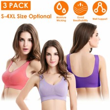 3 Pack Sports Bra Women Lady Seamless Fitness Running Yoga Workout Wire-free Bra