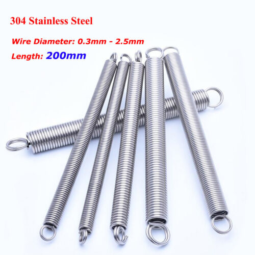 200mm Expansion Spring Wire Ø0.3-2.5mm Stainless Steel Extension Tension Springs - Photo 1/7