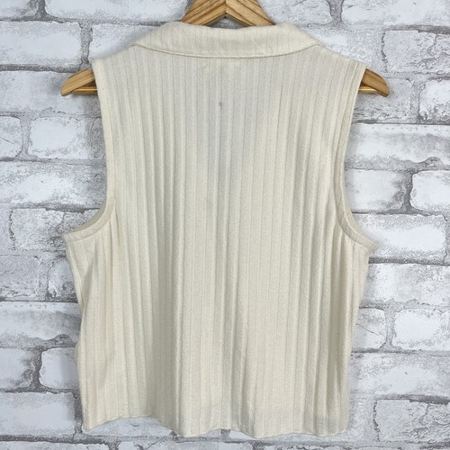 MADEWELL NWT Women's Mixed-Button Antique Cream Ribbed Polo Tank LARGE NP851 - Picture 2 of 8