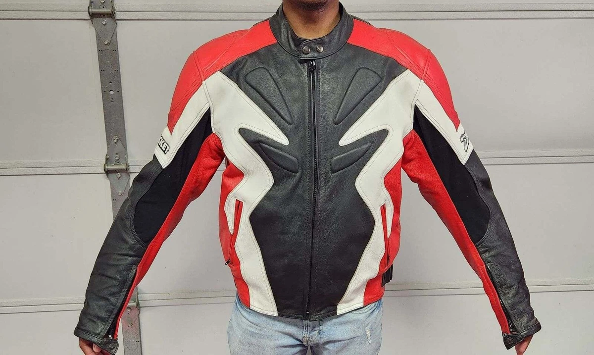 Joe Rocket leather motorcycle jacket black red u0026 white in color. Size 48 |  eBay